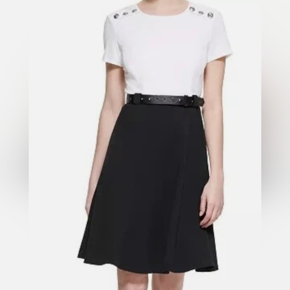 Karl Lagerfeld Black and White A-Line Dress